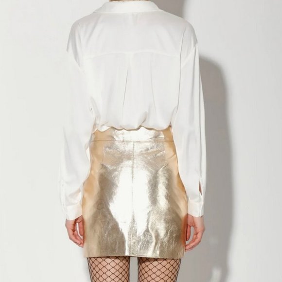 Walter Baker Amy Gold Leather Skirt - Picture 4 of 5